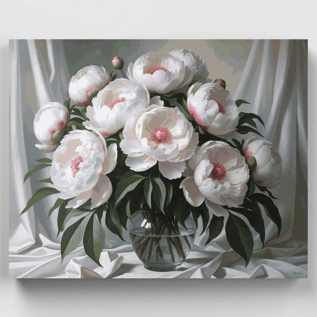 Ramo de peonías blancas - Kit de pintura por números — Estándar