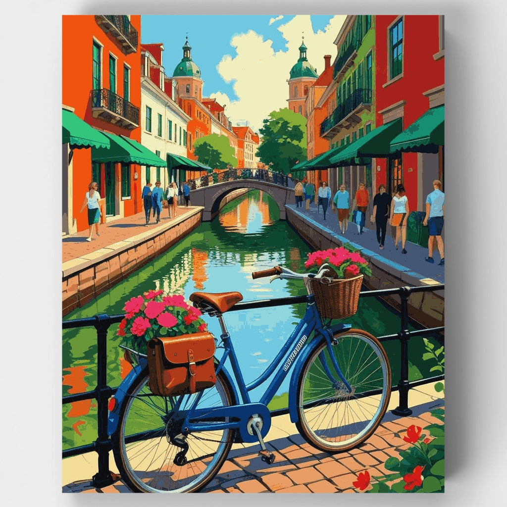 Kit de pintura por números - Bicicleta en canal veneciano — Estándar