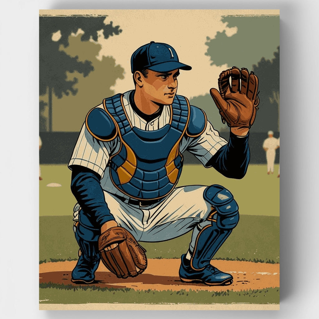 Receptor de béisbol vintage - Kit de pintura por números — Estándar