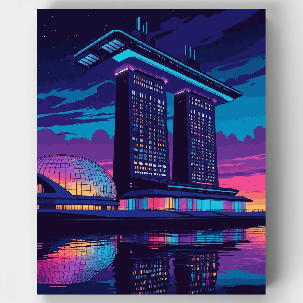 Kit de pintura por números: Marina Bay Sands futurista, Singapur — Estándar