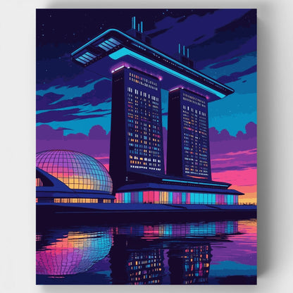 Futuristic Marina Bay Sands Singapore - Paint by Numbers Kit