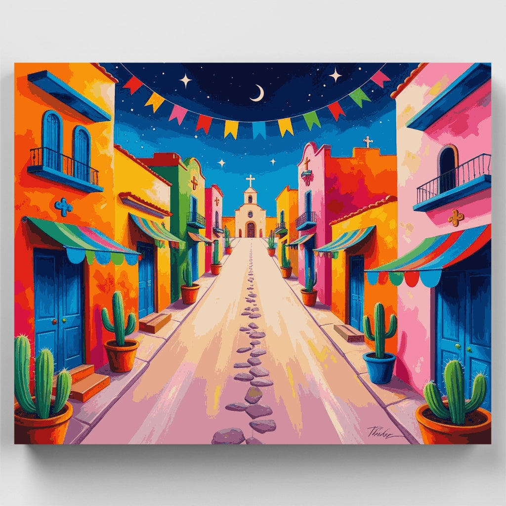 Mexican Village Street - Paint by Numbers Kit