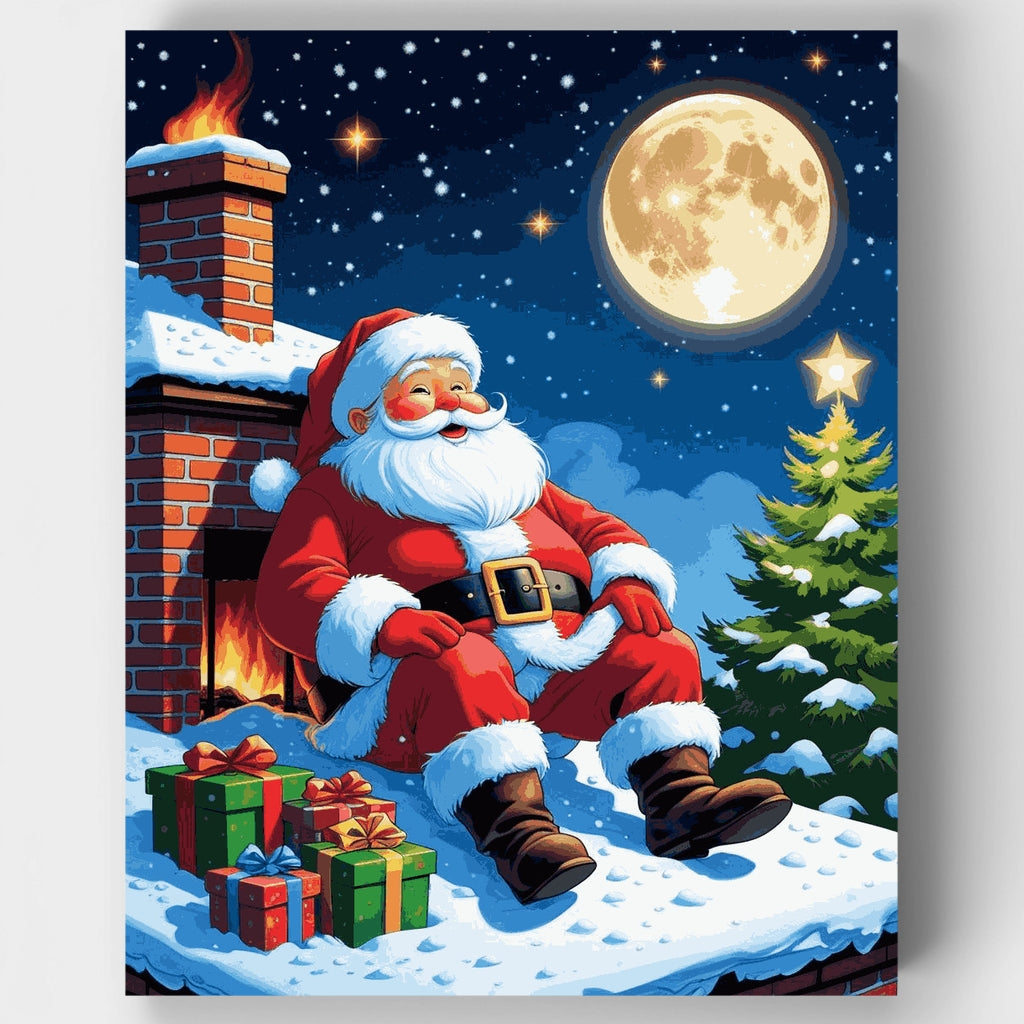 Papá Noel en el tejado - Kit de pintura por números — Estándar