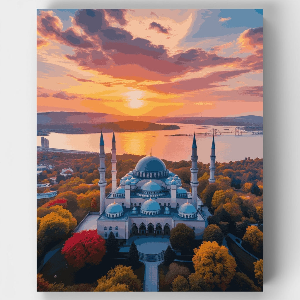 Ottoman Mosque Sunset Panorama - Paint by Numbers Kit