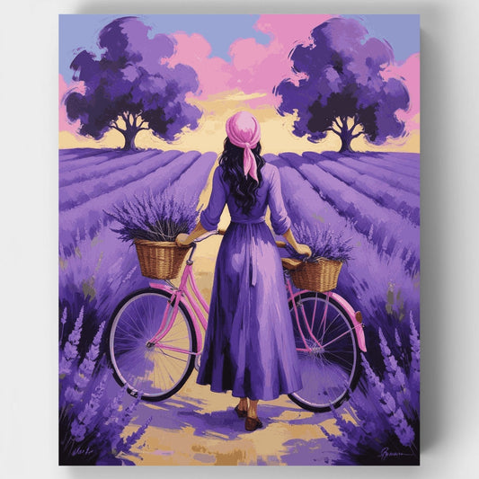 Lavender Field Bicycle Journey - Paint by Numbers Kit