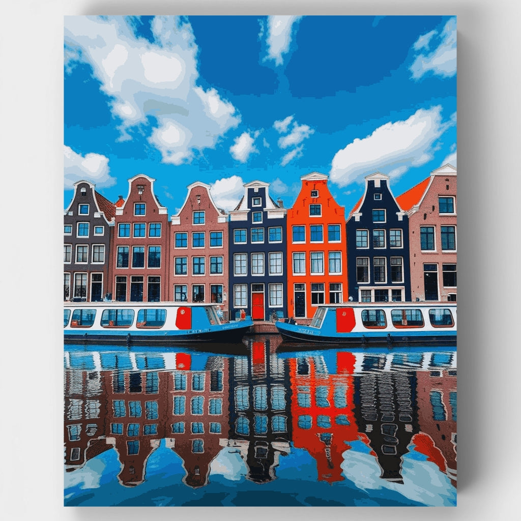 Amsterdam Colorful Canal Houses - Paint by Numbers Kit