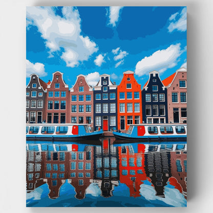 Amsterdam Colorful Canal Houses - Paint by Numbers Kit
