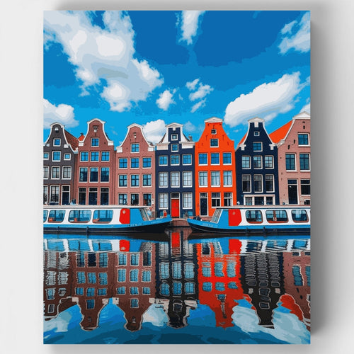 Amsterdam Colorful Canal Houses - Paint by Numbers Kit