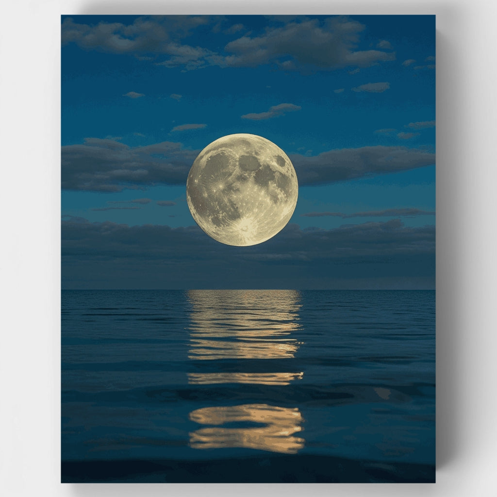 Luna llena sobre el océano - Kit de pintura por números — Estándar