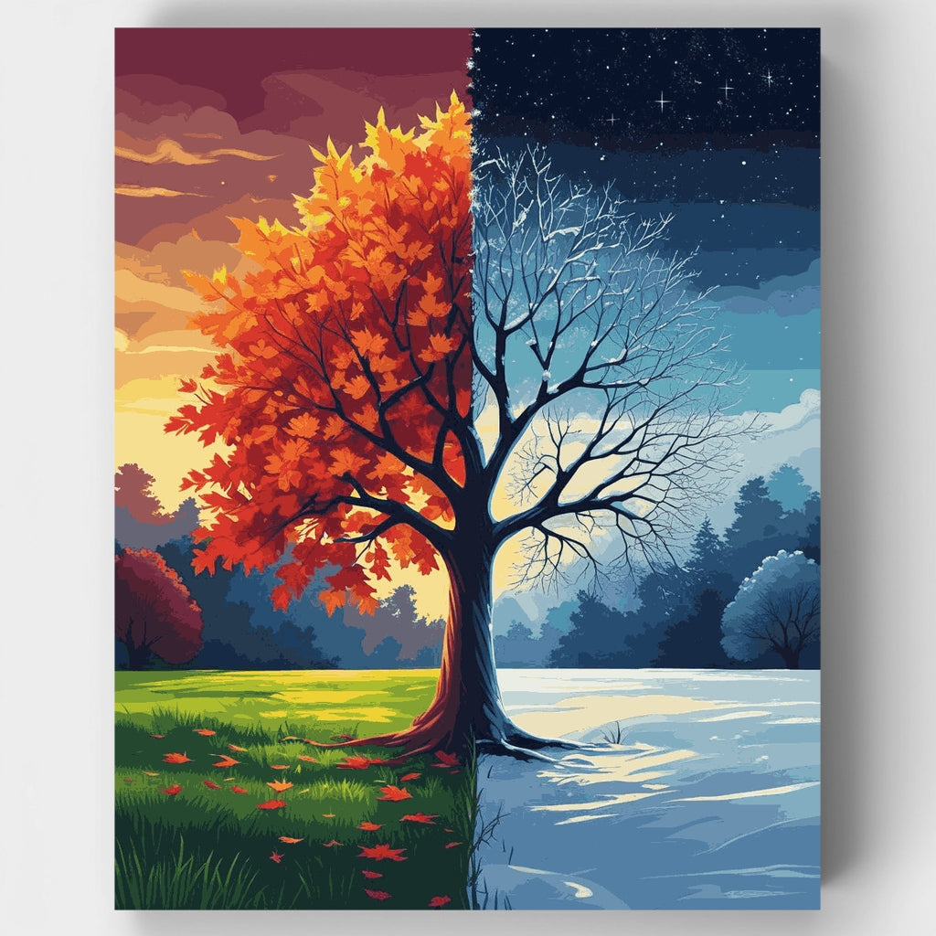 Day and Night Seasons Tree - Paint by Numbers Kit