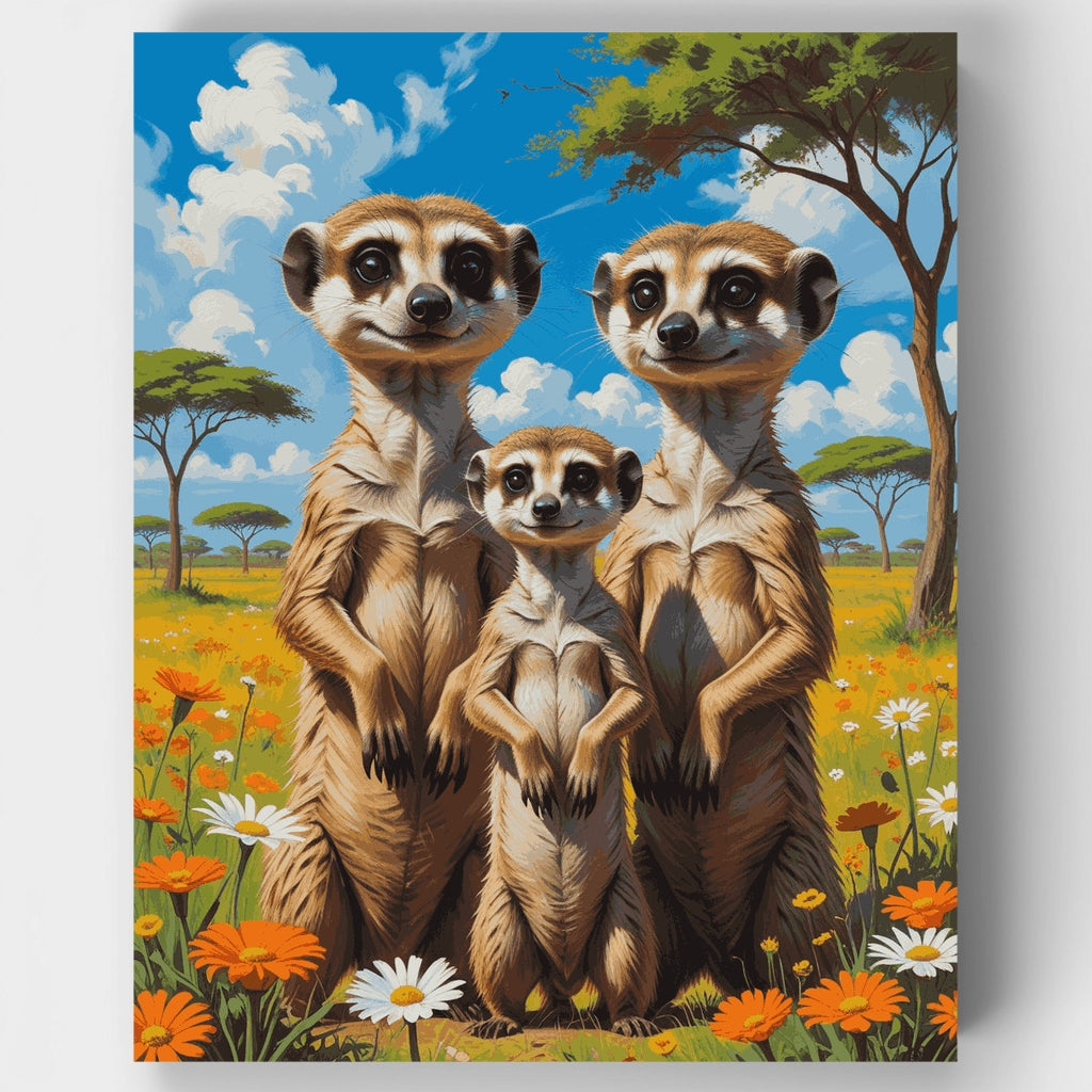 Kit de pintura por números - Familia de suricatas — Estándar