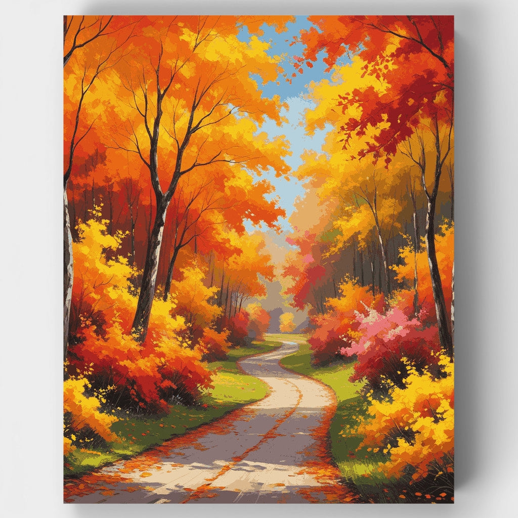 Kit de pintura por números - Camino en bosque otoñal — Estándar