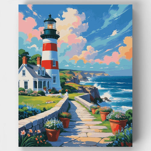 Coastal Lighthouse Garden - Paint by Numbers Kit