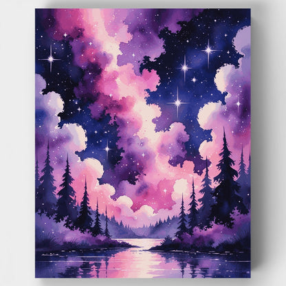 Cosmic Forest Reflection - Paint by Numbers Kit