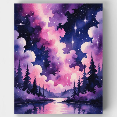 Cosmic Forest Reflection - Paint by Numbers Kit