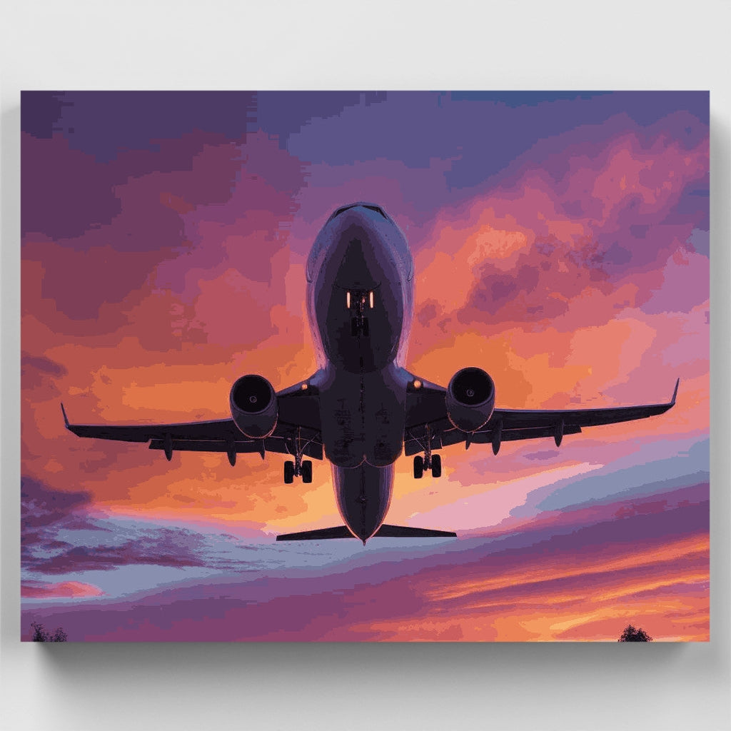 Kit de pintura por números - Avión al atardecer — Estándar