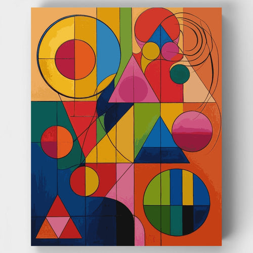 Vibrant Geometric Abstract Composition - Paint by Numbers Kit