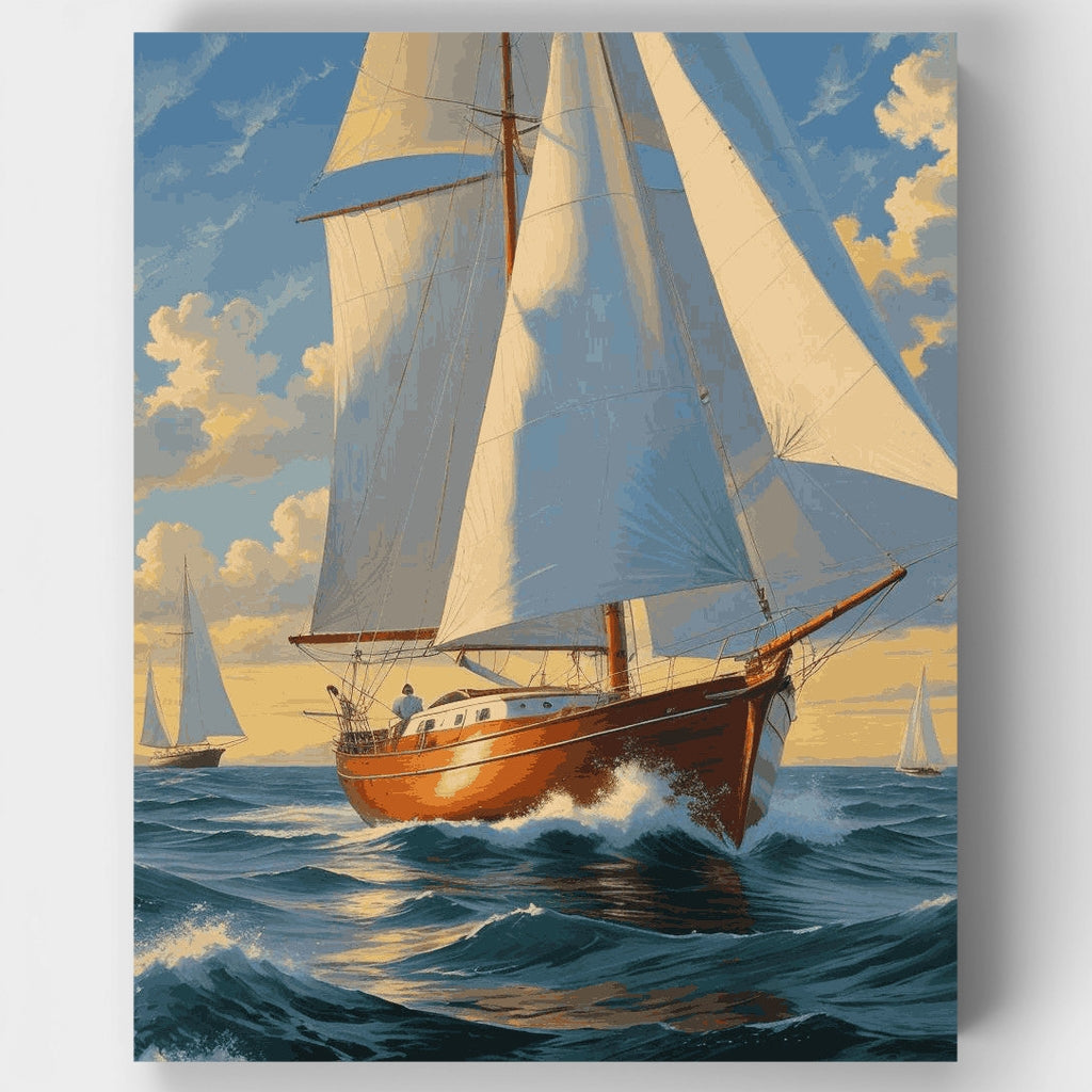 Navegando entre olas doradas - Kit de pintura por números — Estándar