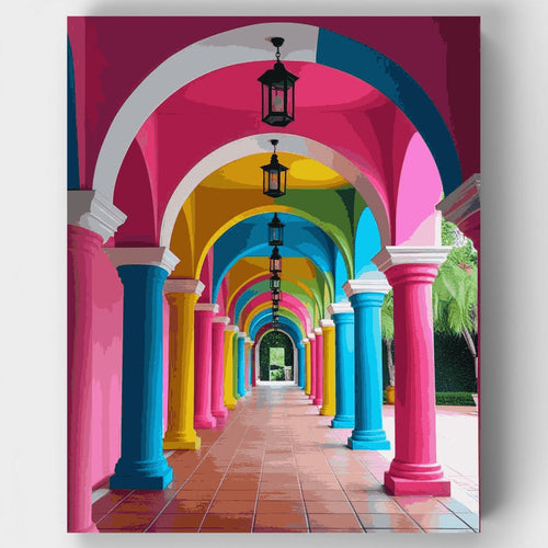 Colorful Indian Archway - Paint by Numbers Kit