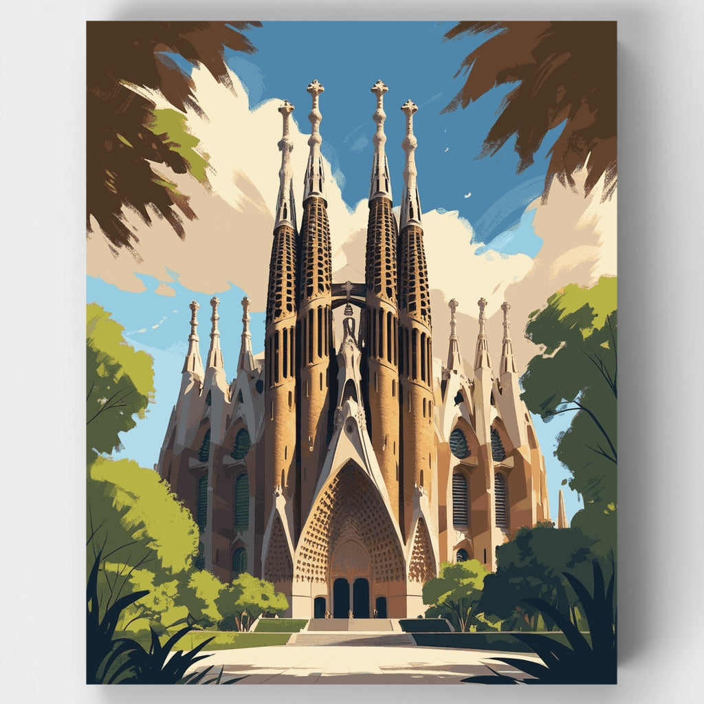 Kit de pintura por números - Catedral de la Sagrada Familia — Estándar