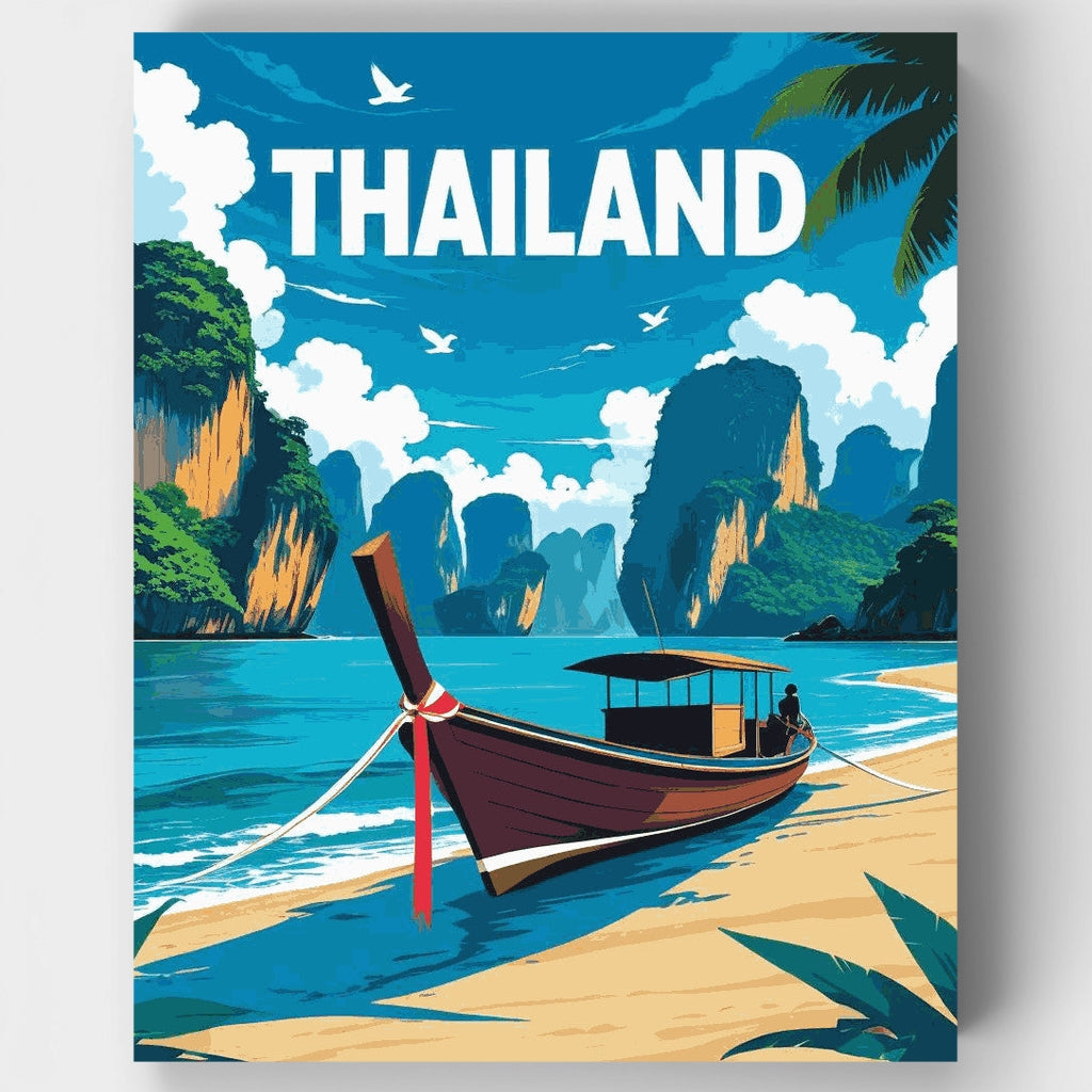 Kit de pintura por números - Playa paradisíaca de Tailandia — Estándar