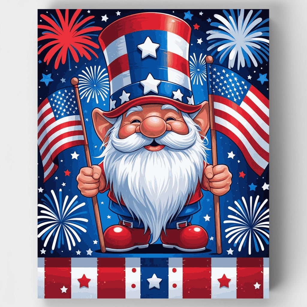 Patriotic Gnome with Fireworks - Paint by Numbers Kit
