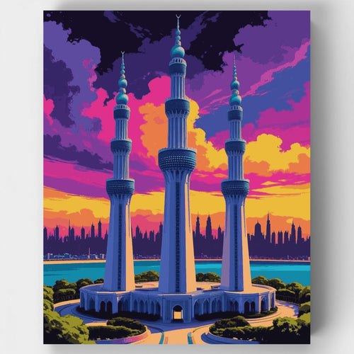 Three Towering Minarets at Sunset - Paint by Numbers Kit