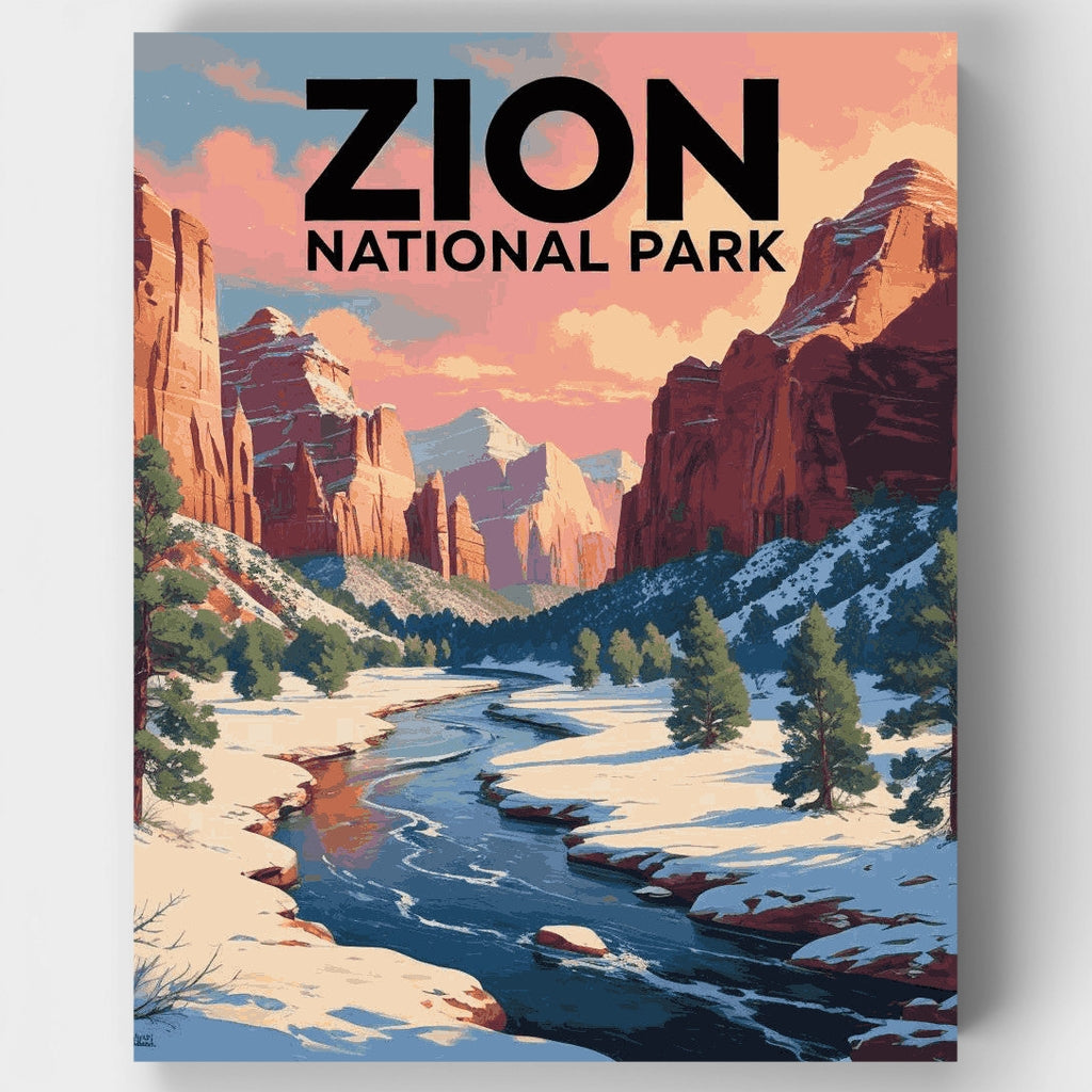 Parque Nacional Zion en invierno - Kit de pintura por números — Estándar