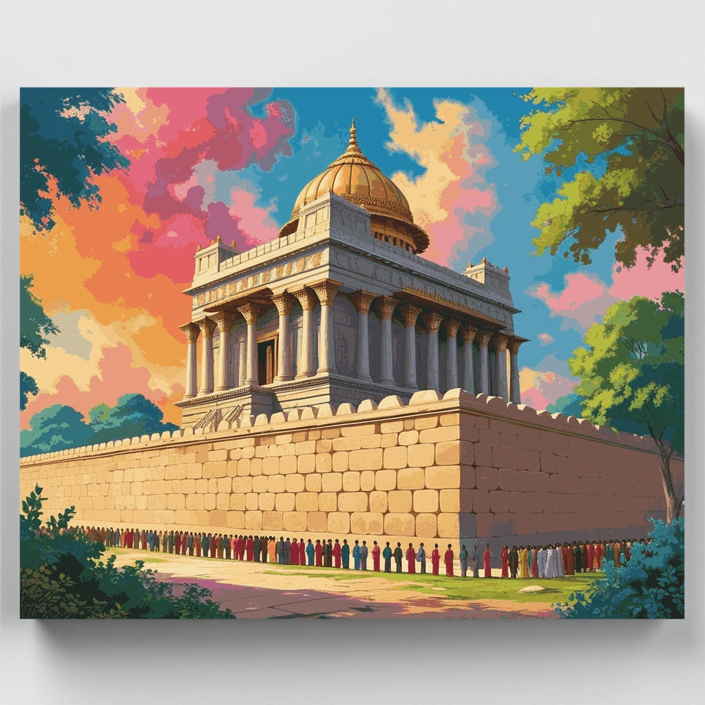 Ancient Temple with Golden Dome - Paint by Numbers Kit