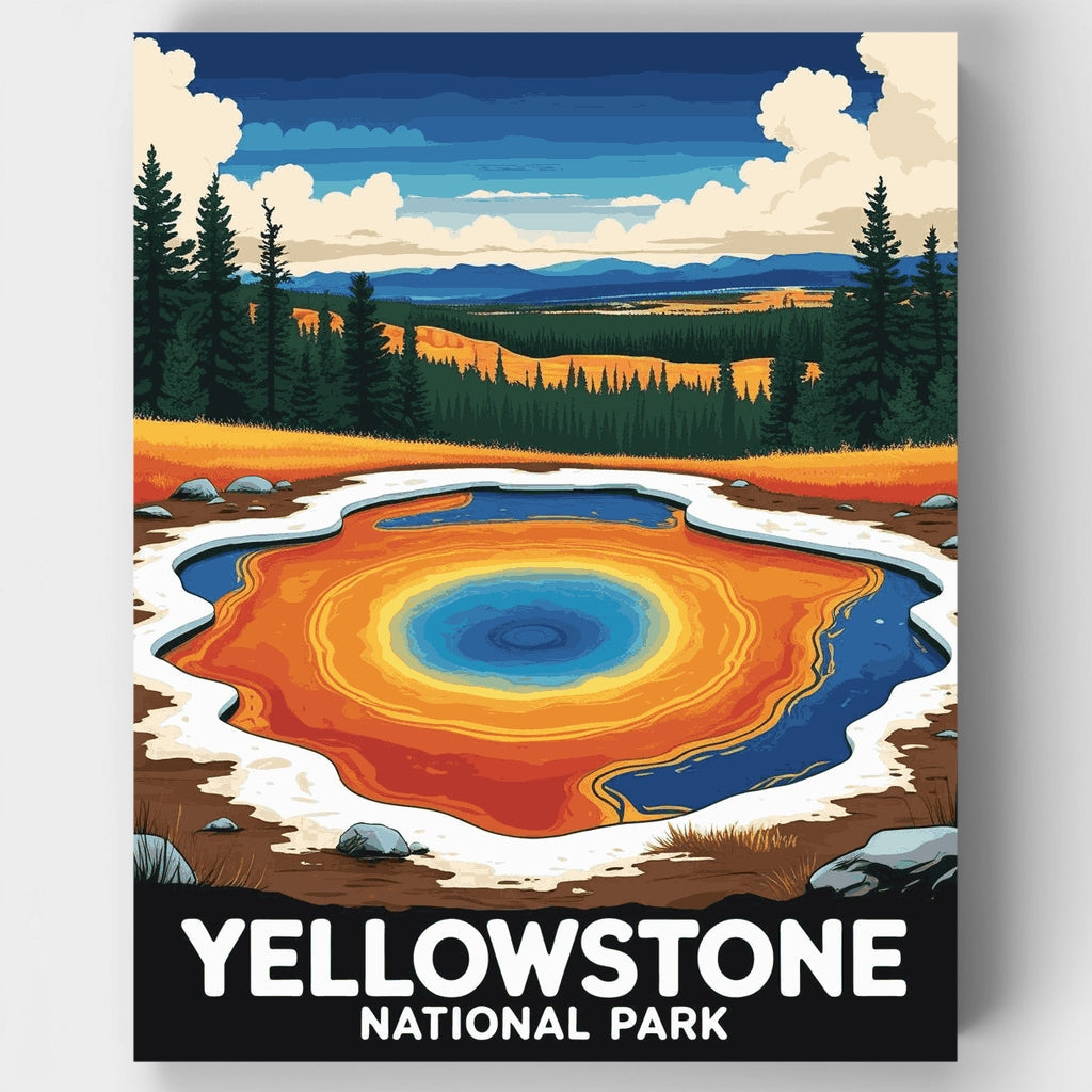 Yellowstone Hot Springs Landscape - Paint by Numbers Kit