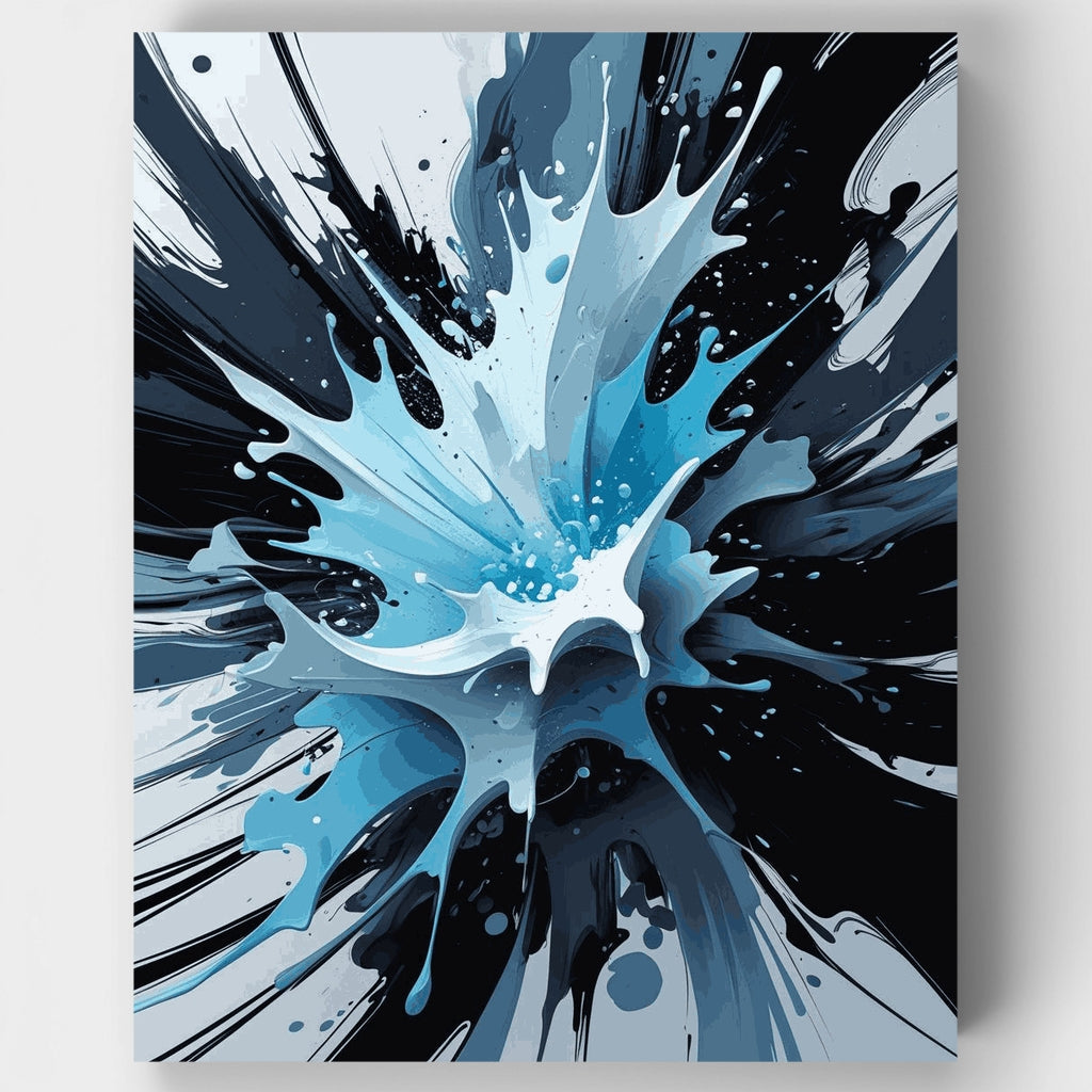 Explosión dinámica de salpicadura de agua azul - Kit de pintura por números — Estándar