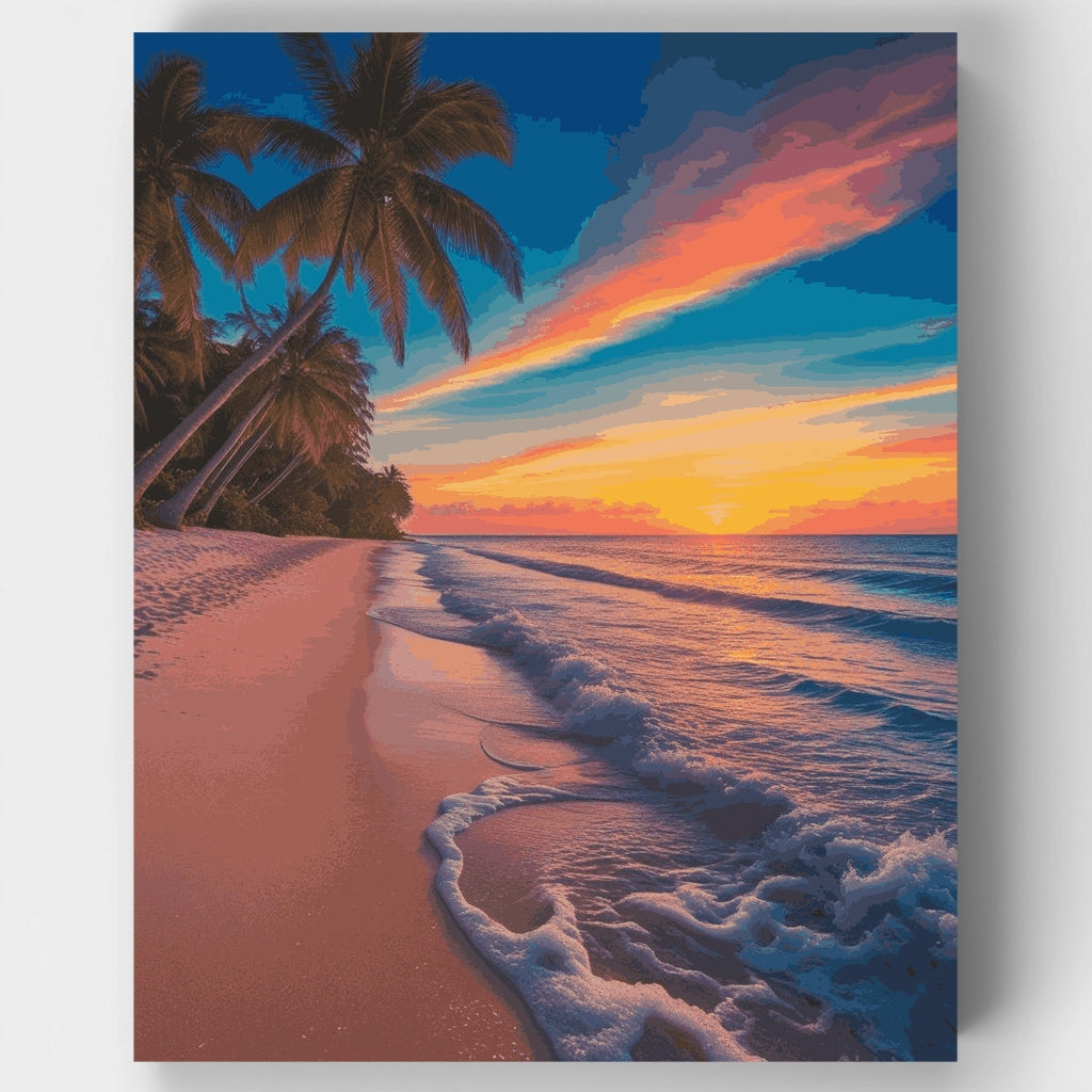 Tropical Paradise Beach Sunset - Paint by Numbers Kit