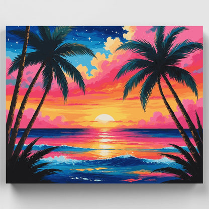 Tropical Sunset Paradise - Paint by Numbers Kit