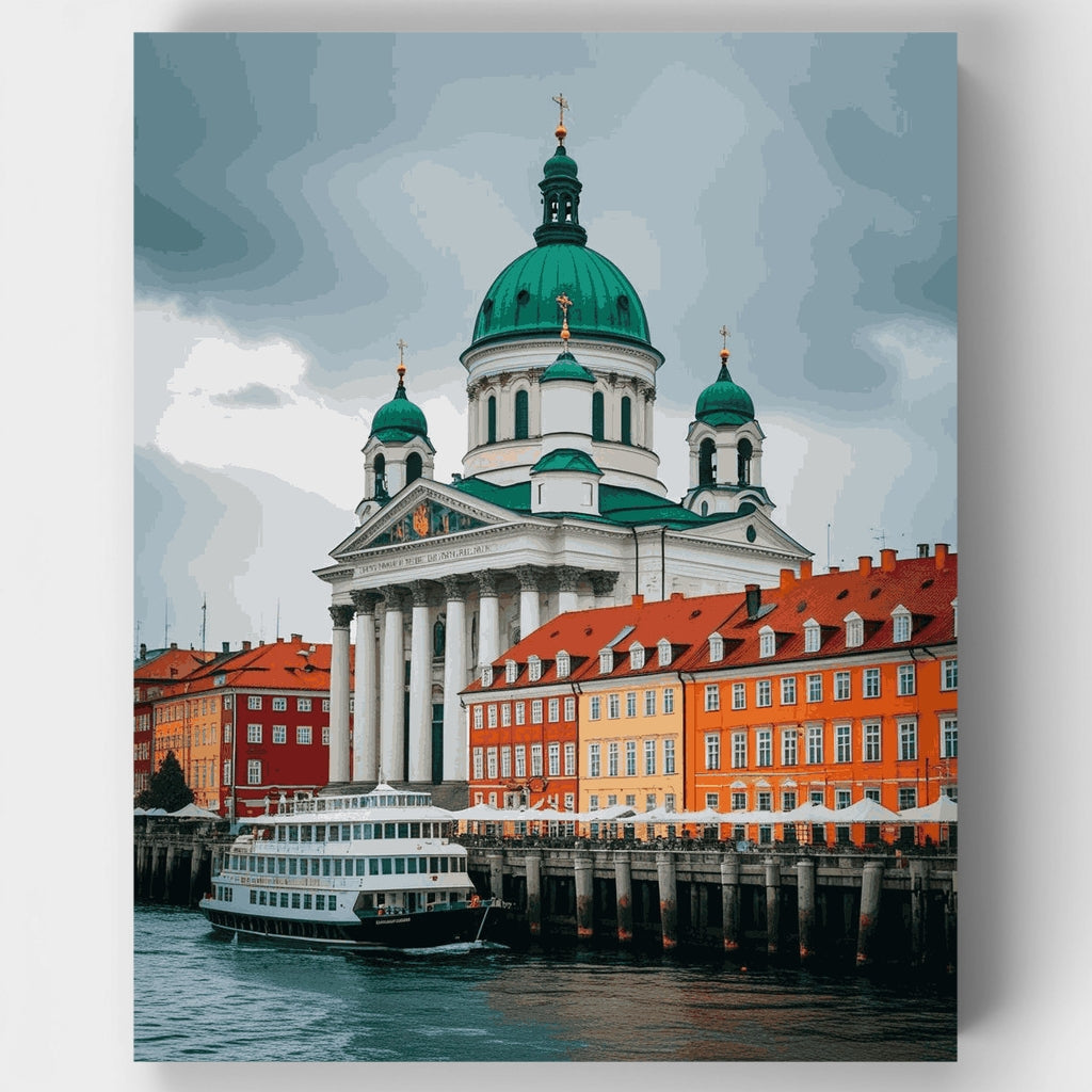 Catedral de Helsinki frente al mar - Kit de pintura por números — Estándar