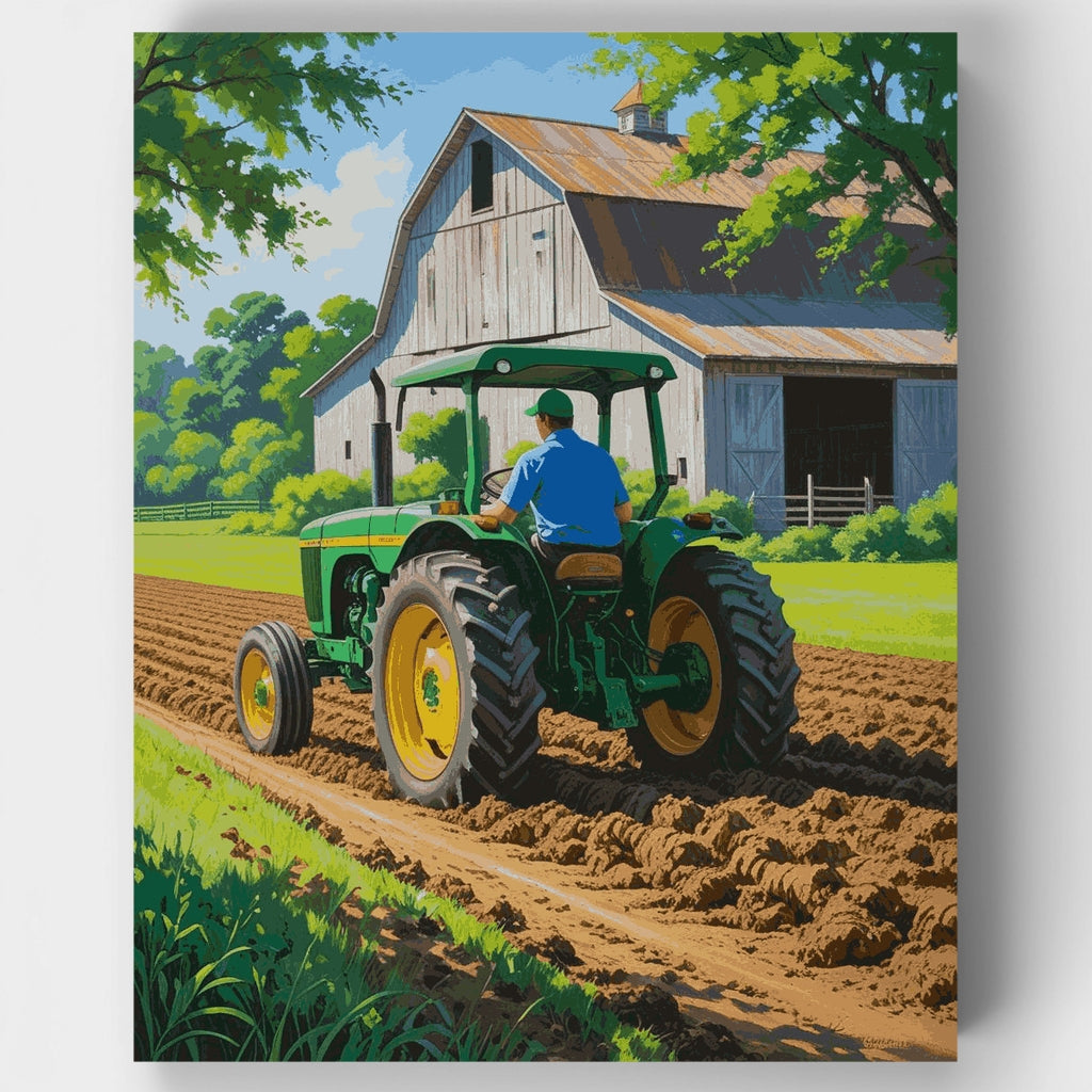 Kit de pintura por números - Tractor agrícola trabajando en el campo — Estándar