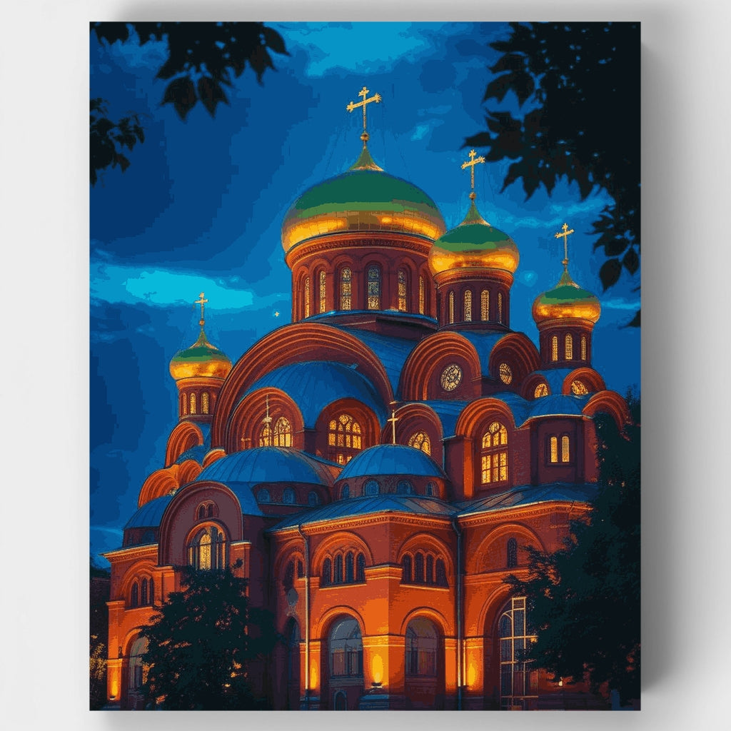 Catedral bizantina con cúpulas doradas - Kit de pintura por números — Estándar