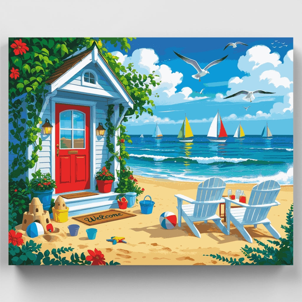 Cabaña junto al mar - Kit de pintura por números — Estándar