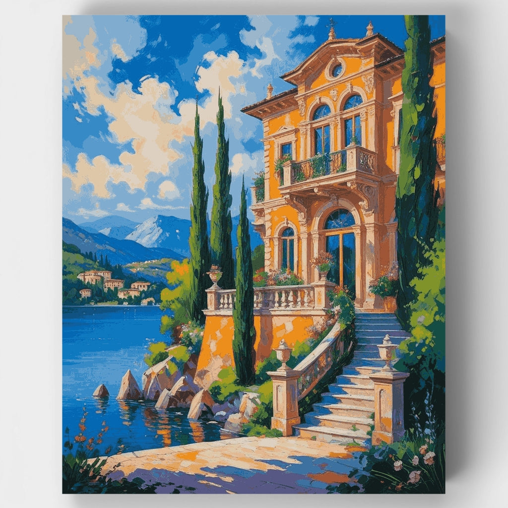 Mediterranean Villa Lakeside Paradise - Paint by Numbers Kit