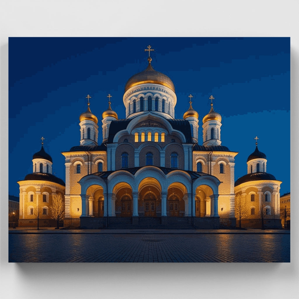 Orthodox Cathedral at Twilight - Paint by Numbers Kit