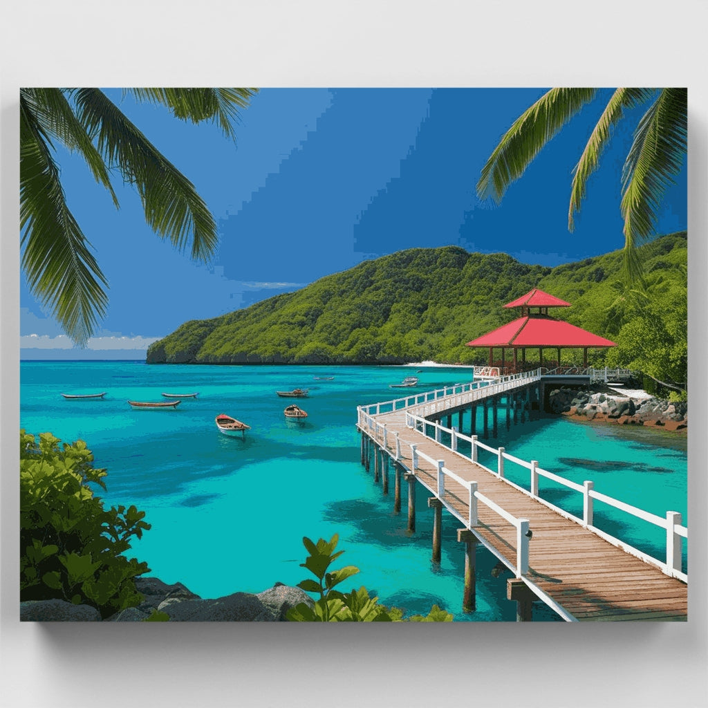 Muelle del paraíso tropical - Kit de pintura por números — Estándar