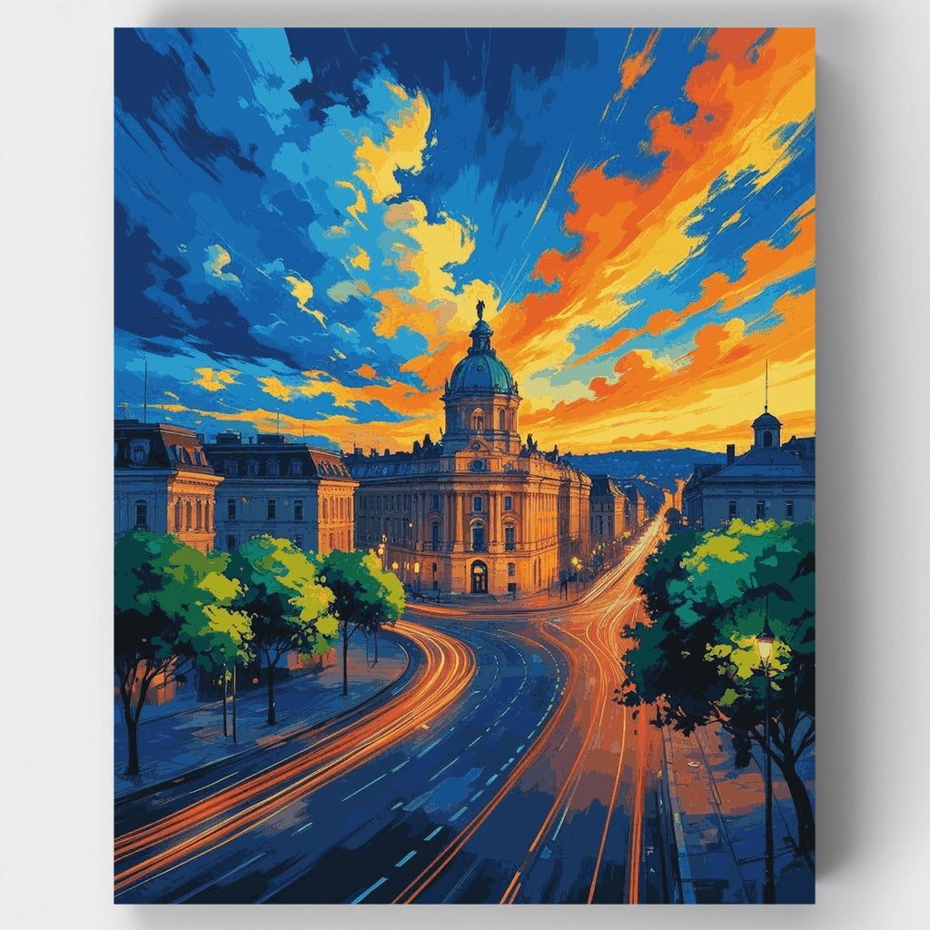 Majestuoso Capitolio de cúpula al atardecer - Kit de pintura por números — Estándar