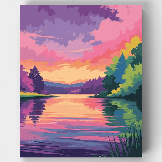 Vibrant Sunset Lake - Paint by Numbers Kit