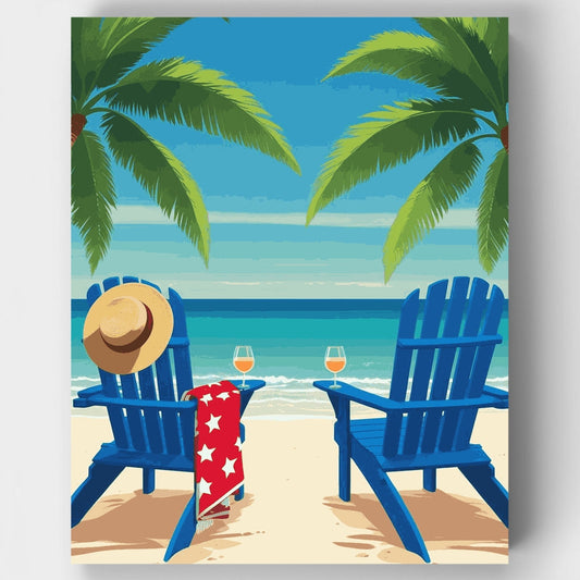 Palm Tree Beach Vacation Bliss - Paint by Numbers Kit
