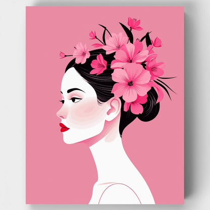 Elegant Floral Portrait - Paint by Numbers Kit