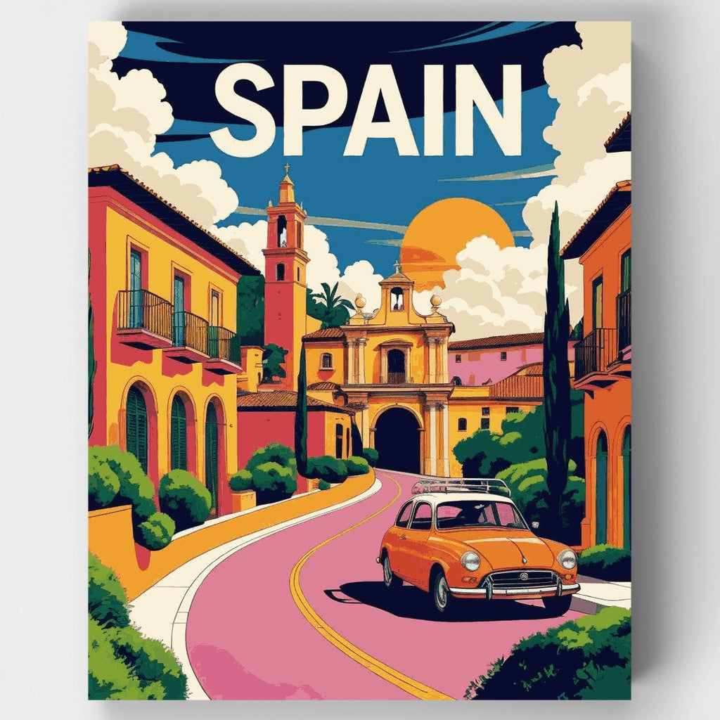 Plaza colonial española: Kit de pintura por números — Estándar