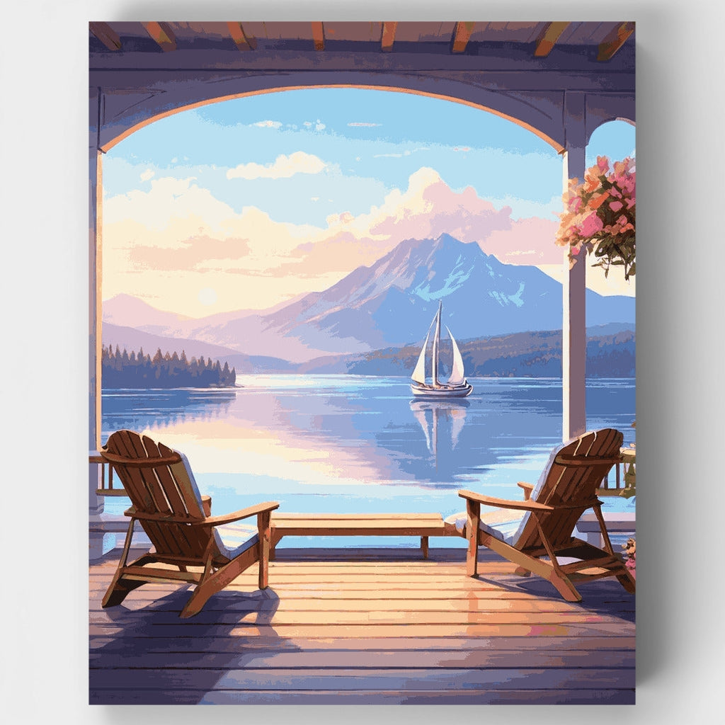 Serenidad junto al lago - Kit de pintura por números — Estándar