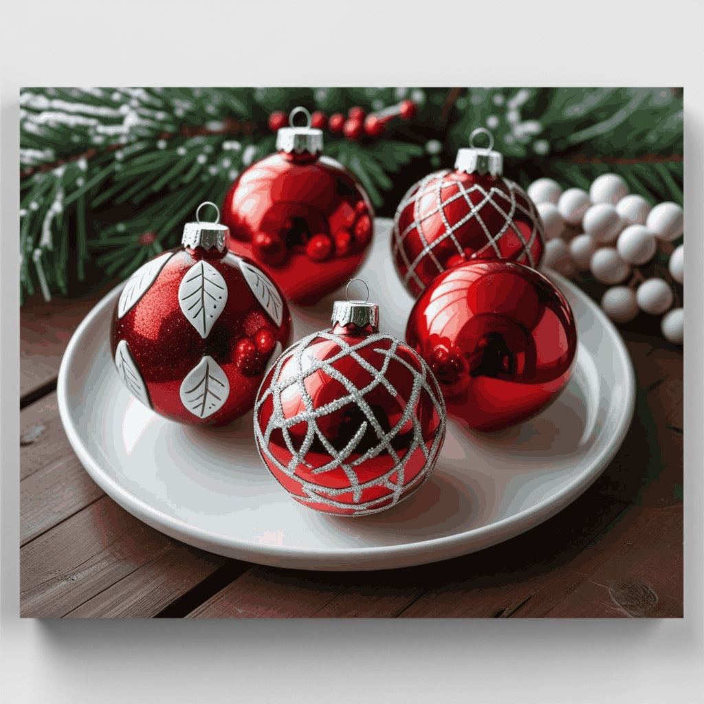 Adornos navideños rojos festivos - Kit de pintura por números — Estándar