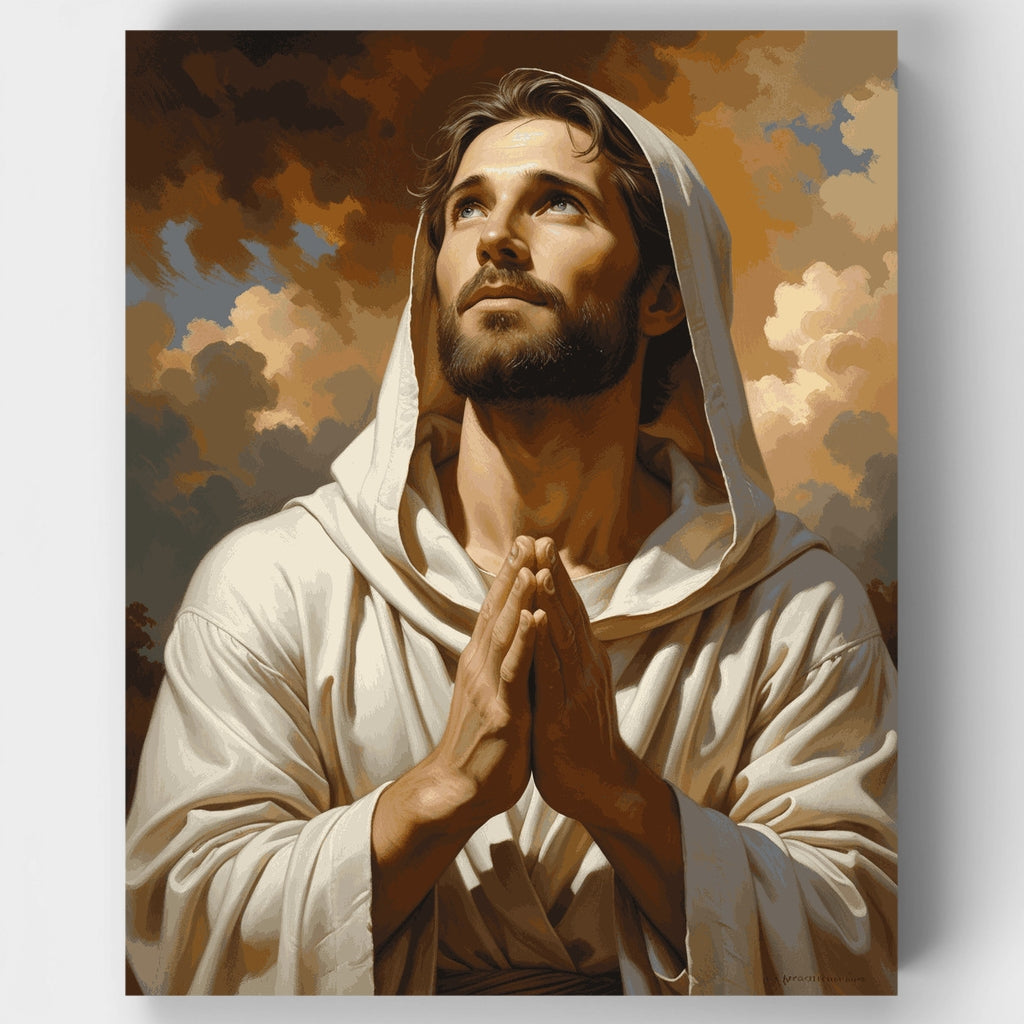 Orando con túnica blanca - Kit de pintura por números — Estándar