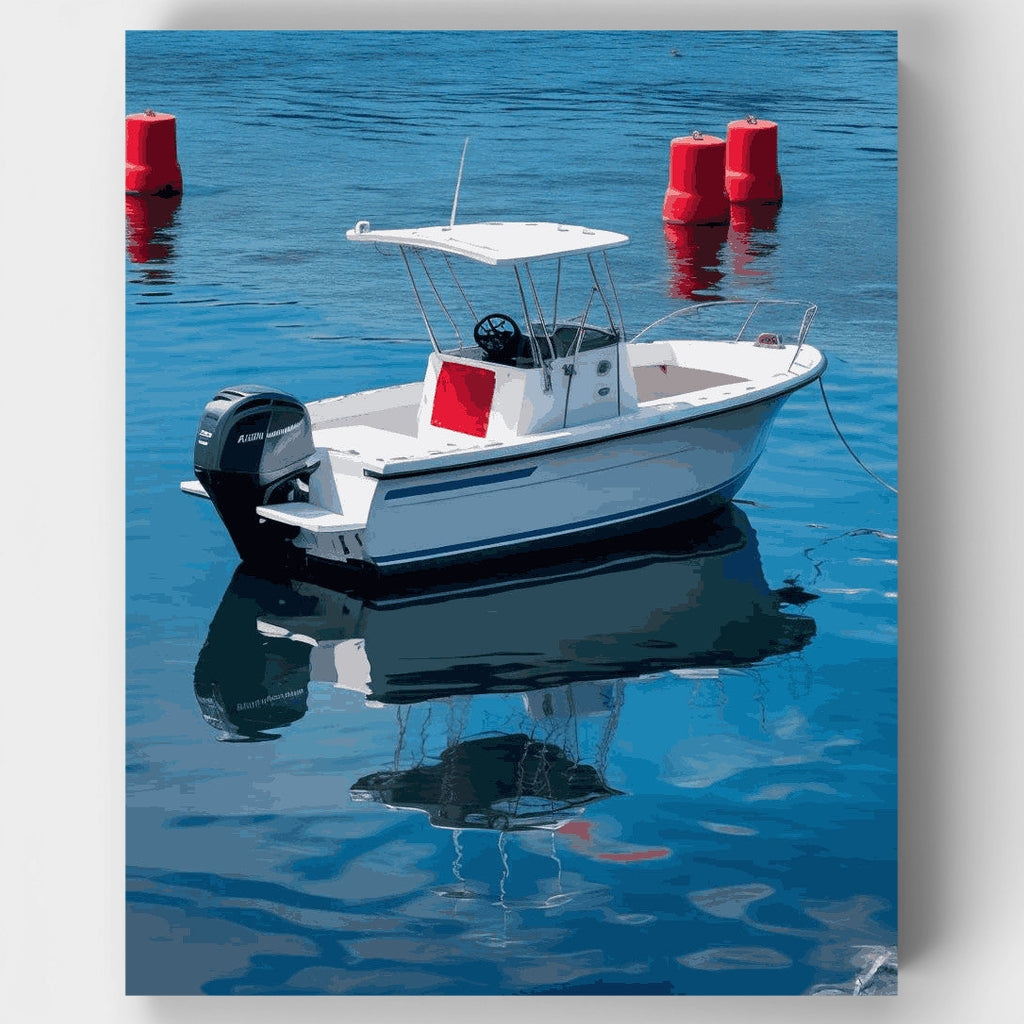 Kit de pintura por números - Barco pesquero en el puerto — Estándar