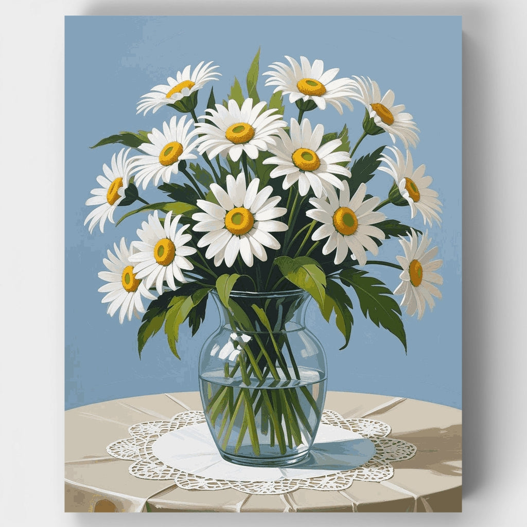 Daisy Bouquet in Glass Vase - Paint by Numbers Kit